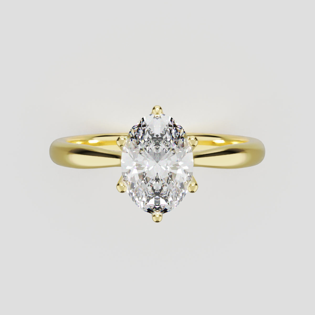 Ninfea, 1ct oval lab grown diamond engagement ring, Petal Cathedral, 18K yellow gold - front view