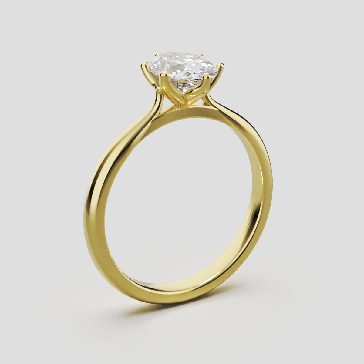 Ninfea, 1ct oval lab grown diamond engagement ring, Petal Cathedral, 18K yellow gold - ne