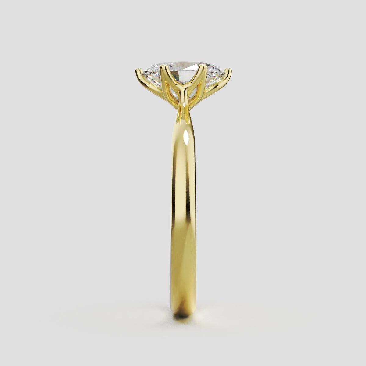 Ninfea, 1ct oval lab grown diamond engagement ring, Petal Cathedral, 18K yellow gold - side view