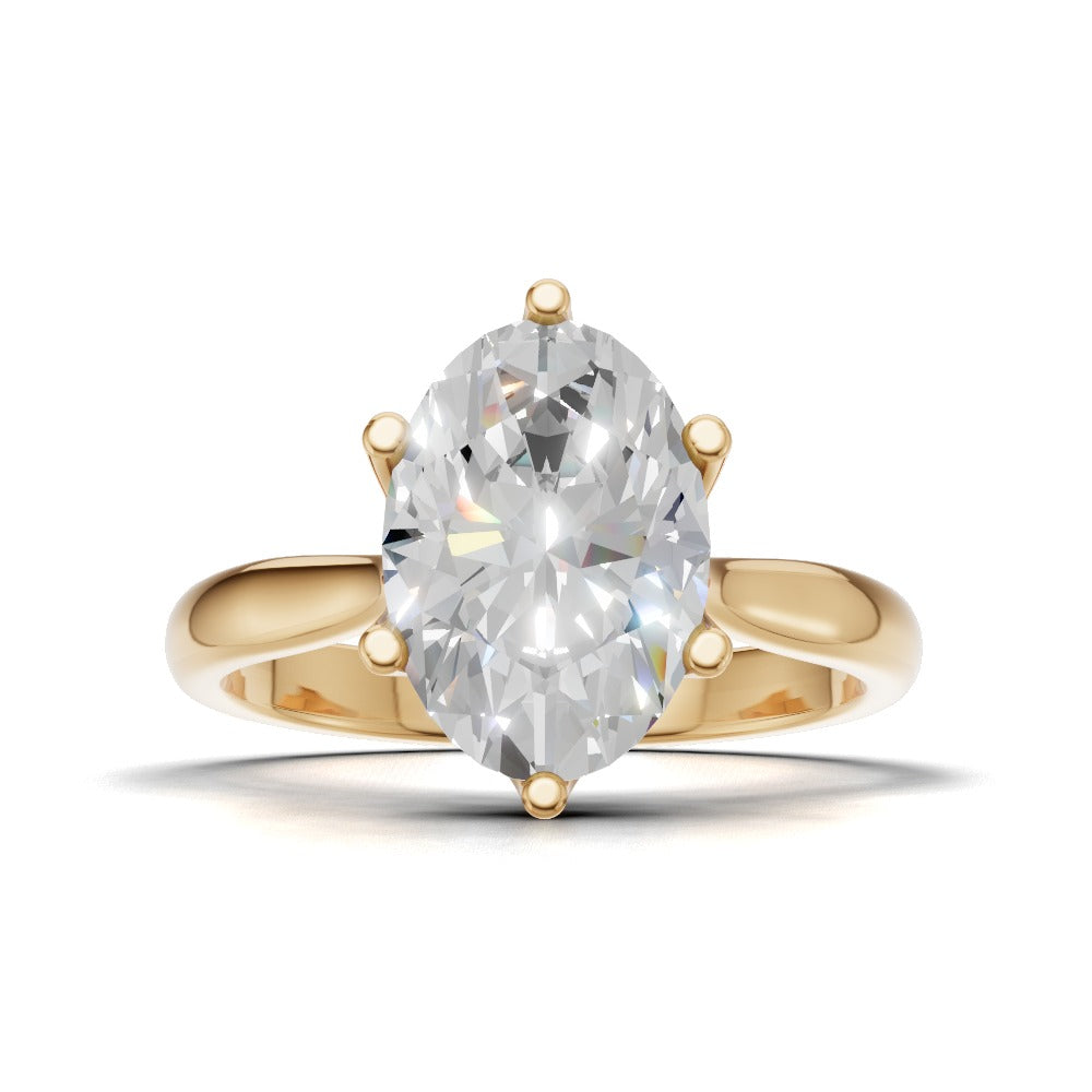 Ninfea, 2ct oval lab grown diamond engagement ring, Petal Cathedral, 18K yellow gold - view 4