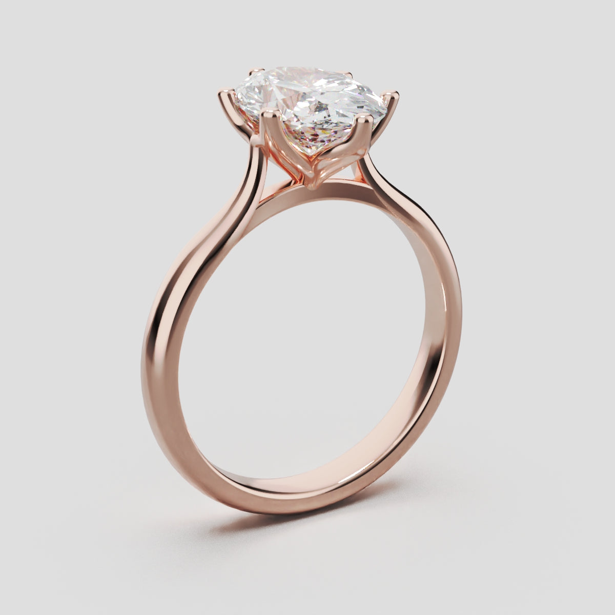Ninfea, 2ct oval lab grown diamond engagement ring, Petal Cathedral, 18K rose gold - ne