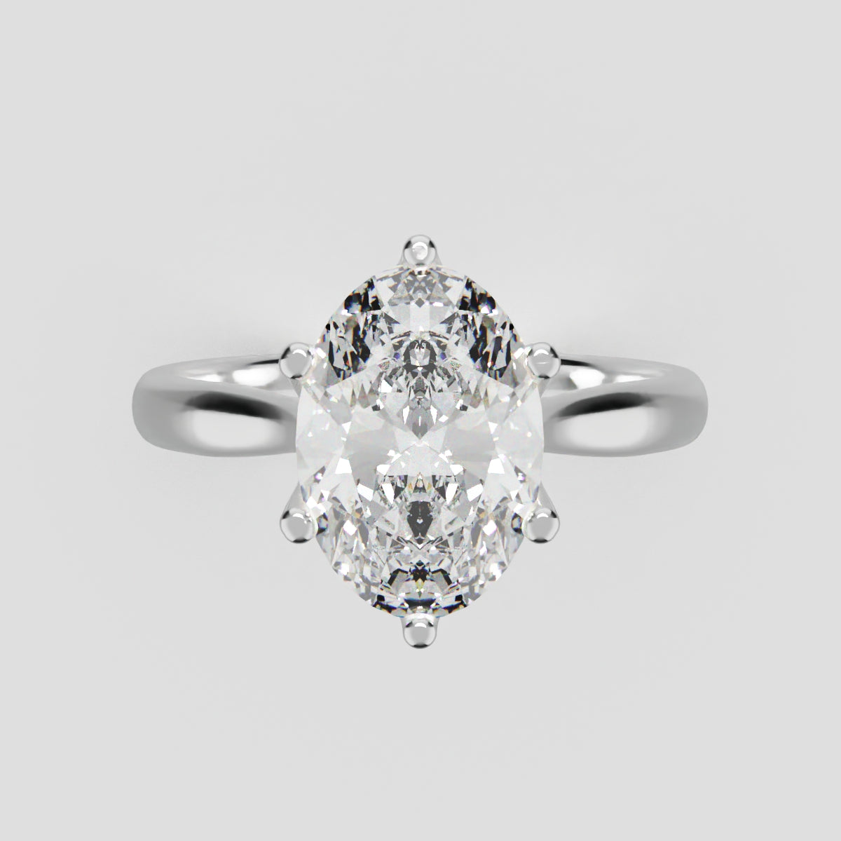 Ninfea, 2ct oval lab grown diamond engagement ring, Petal Cathedral, 18K white gold - front view