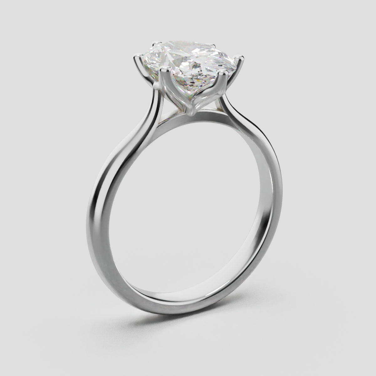 Ninfea, 2ct oval lab grown diamond engagement ring, Petal Cathedral, 18K white gold - ne
