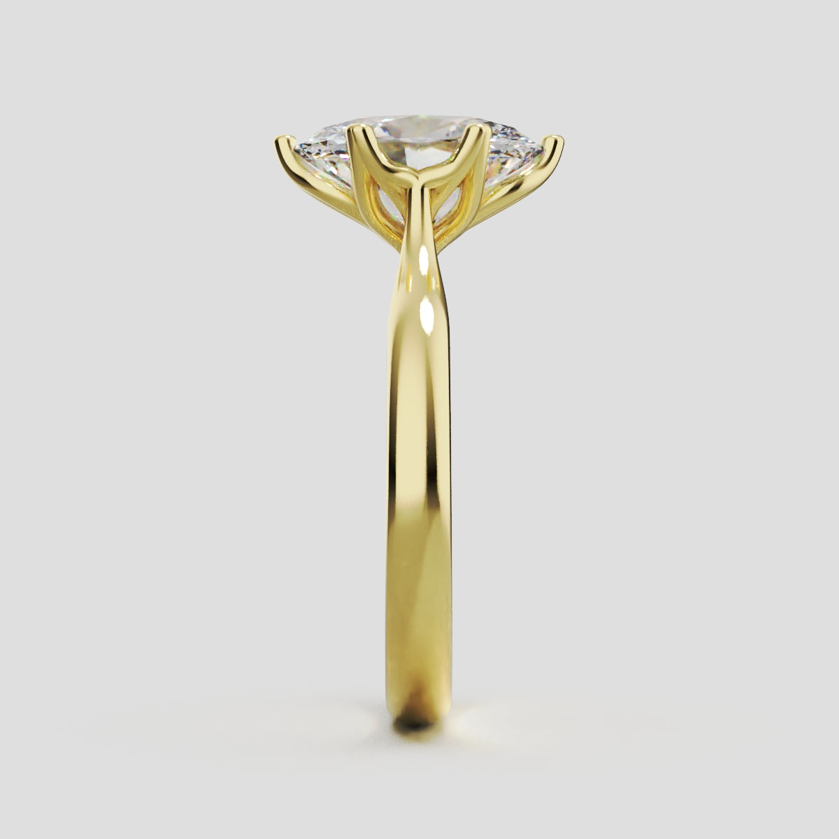 Ninfea, 2ct oval lab grown diamond engagement ring, Petal Cathedral, 18K yellow gold - side view