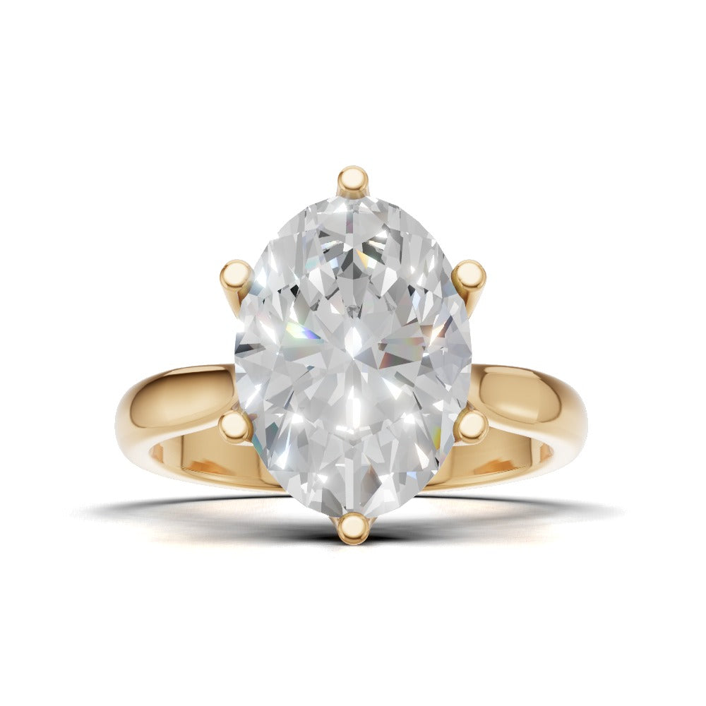 Ninfea, 3ct oval lab grown diamond engagement ring, Petal Cathedral, 18K yellow gold - view 4