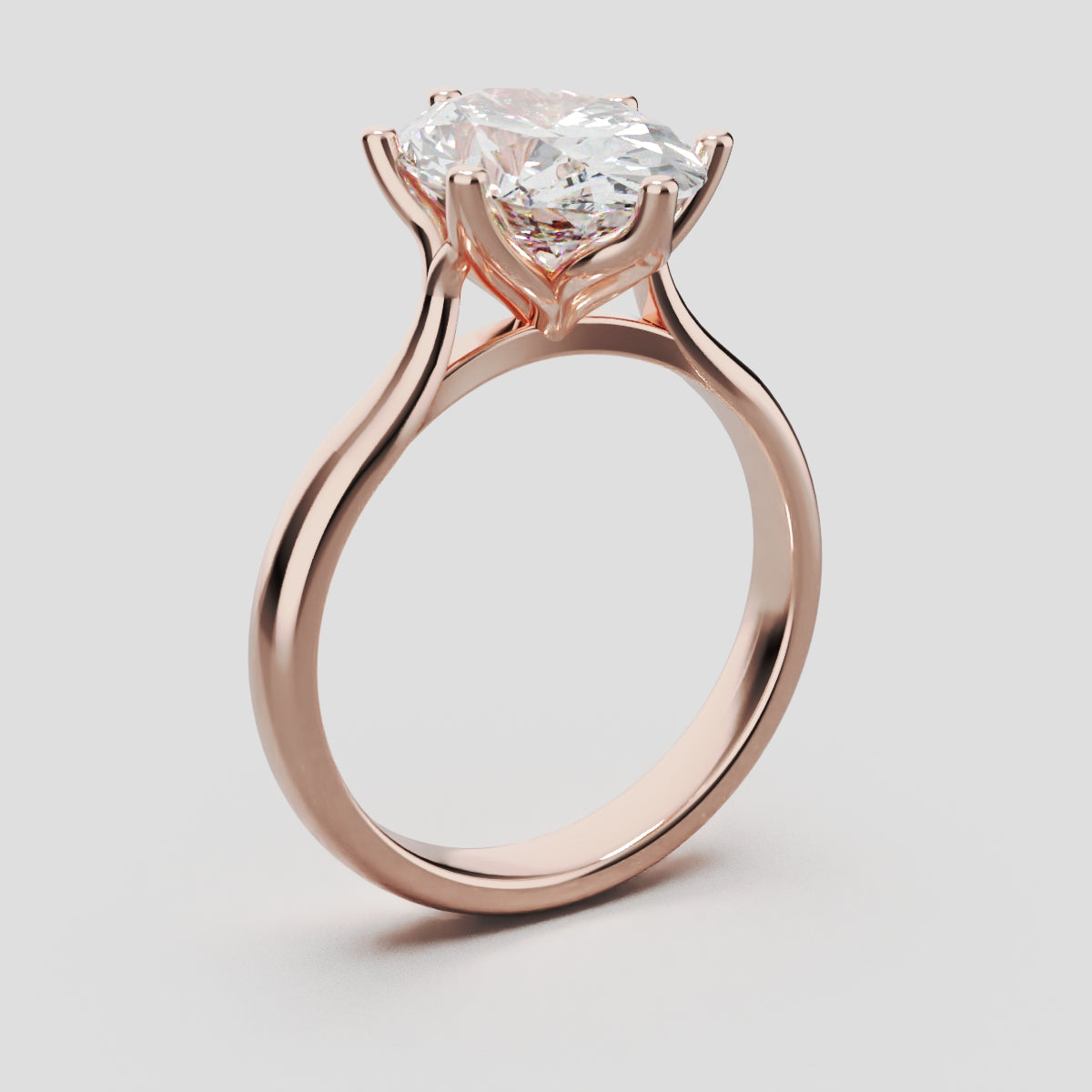 Ninfea, 3ct oval lab grown diamond engagement ring, Petal Cathedral, 18K rose gold - ne