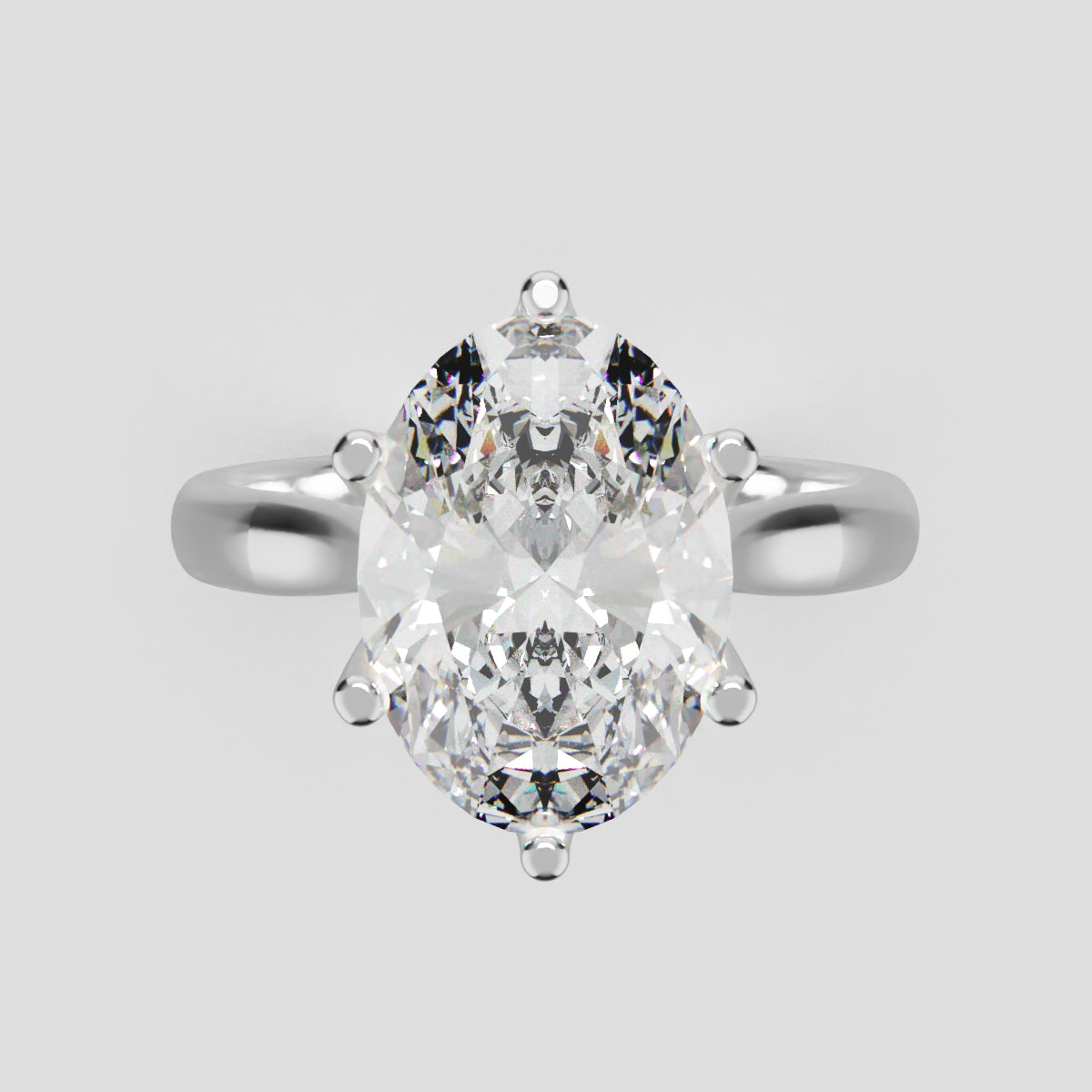 Ninfea, 3ct oval lab grown diamond engagement ring, Petal Cathedral, 18K white gold - front view