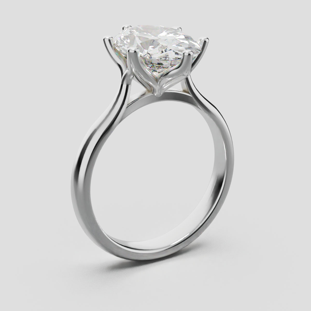 Ninfea, 3ct oval lab grown diamond engagement ring, Petal Cathedral, 18K white gold - ne
