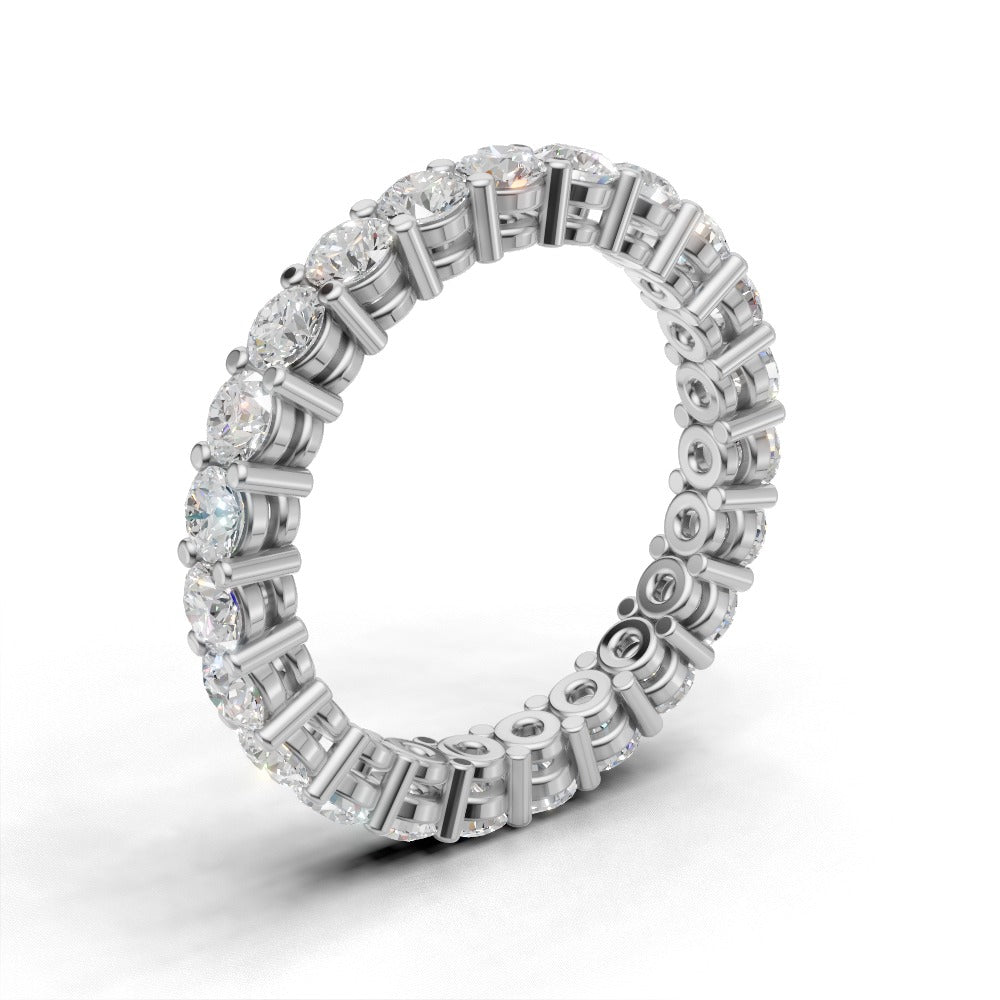Full Eternity Basket 2.8mm lab grown diamond wedding band, 18K white gold - ne