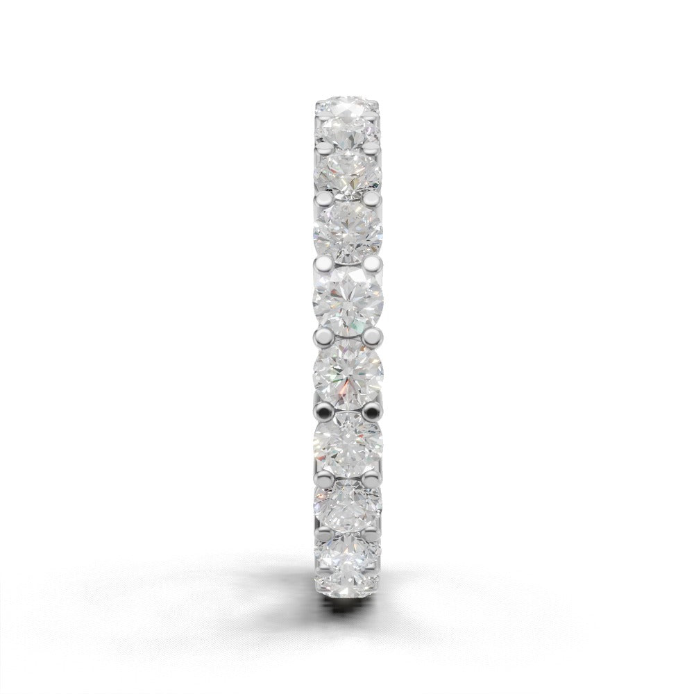 Full Eternity Basket 2.8mm lab grown diamond wedding band, 18K white gold - side view