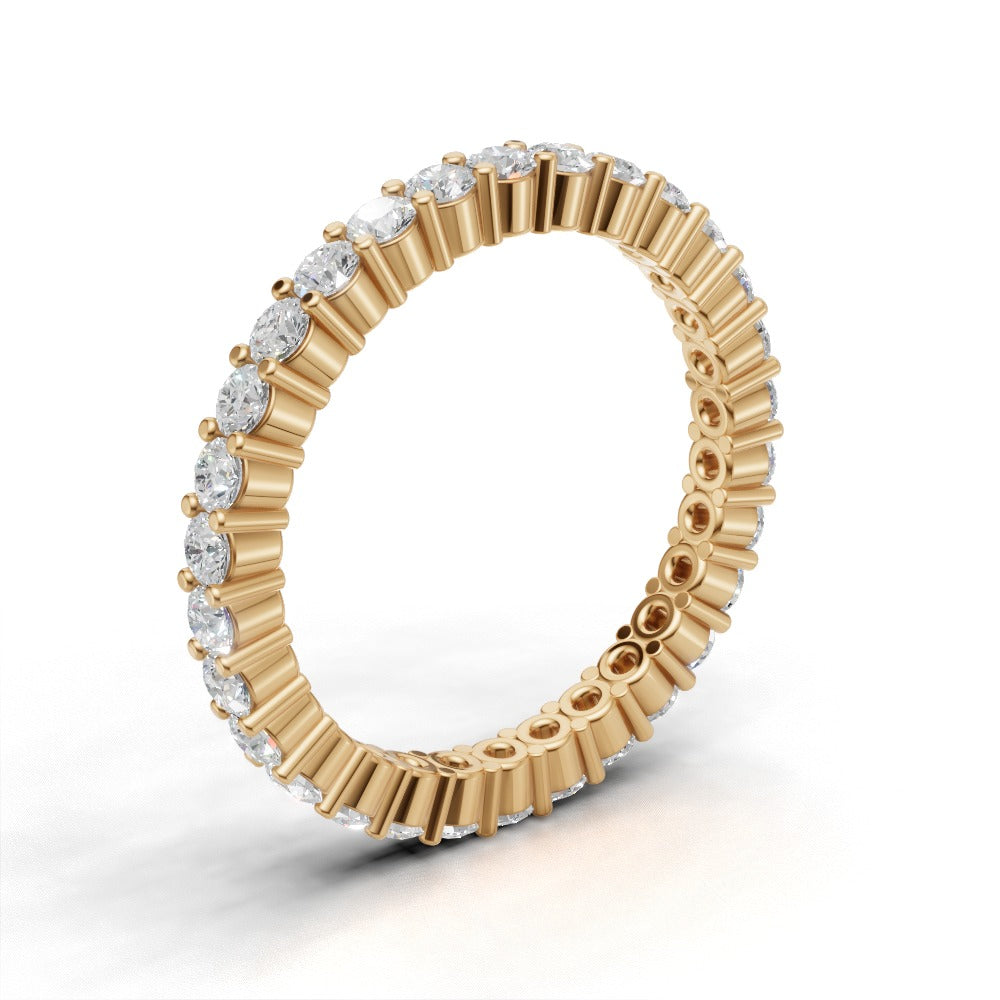 Full Eternity Basket 2mm lab grown diamond wedding band, 18K yellow gold - ne