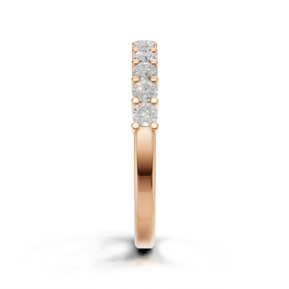 Half Eternity Basket 2.2mm lab grown diamond wedding band, 18K rose gold - side view