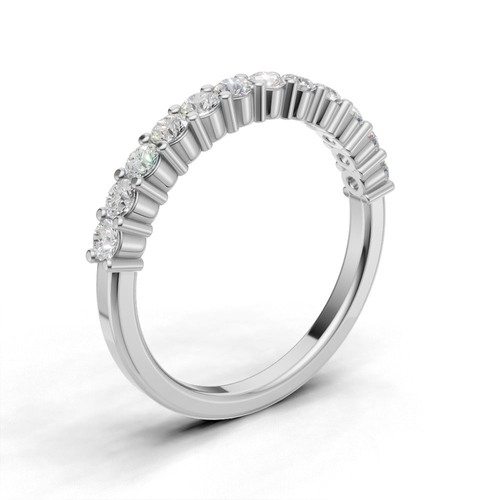 Half Eternity Basket 2.2mm lab grown diamond wedding band, 18K white gold - ne