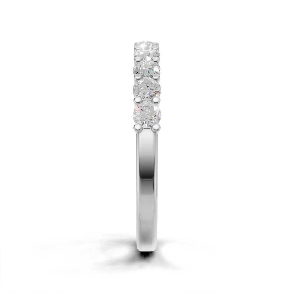 Half Eternity Basket 2.5mm lab grown diamond wedding band, 18K white gold - side view