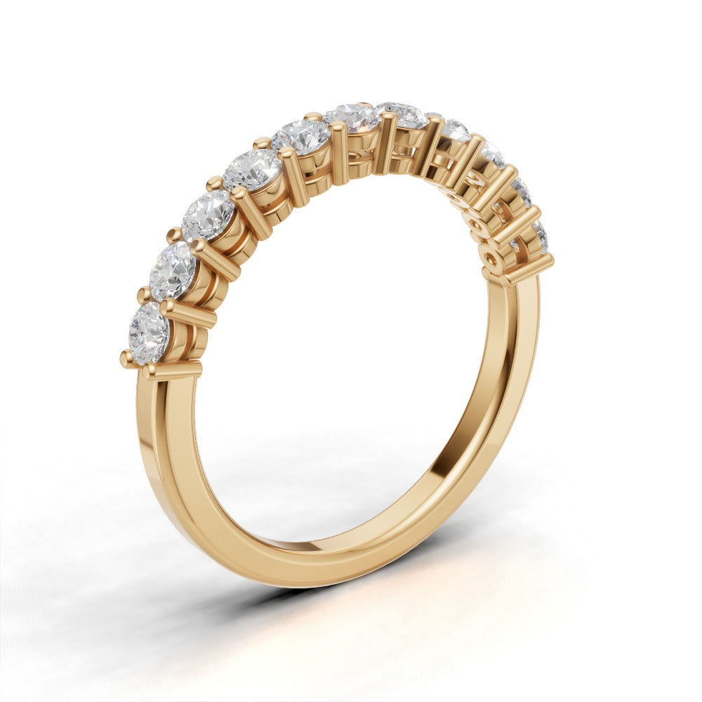 Half Eternity Basket 2.5mm lab grown diamond wedding band, 18K yellow gold - ne
