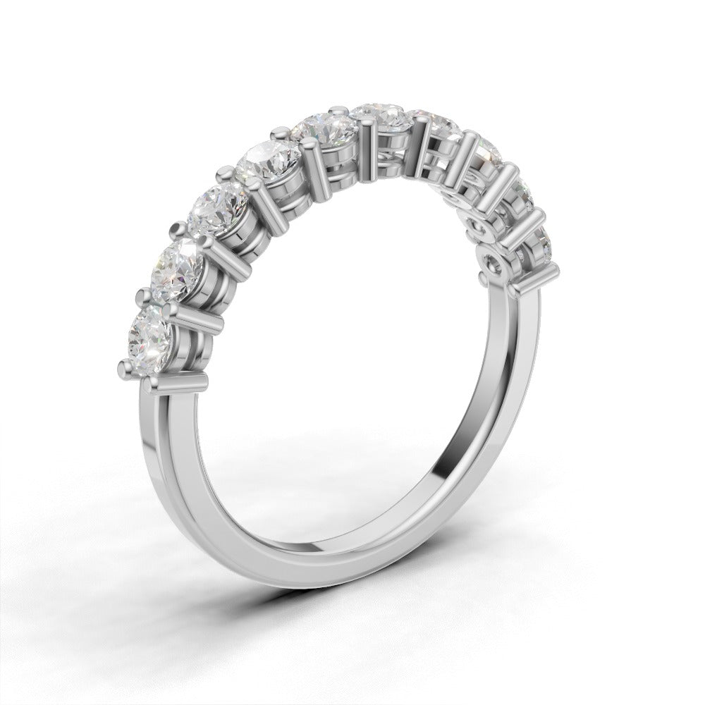 Half Eternity Basket 2.8mm lab grown diamond wedding band, 18K white gold - ne