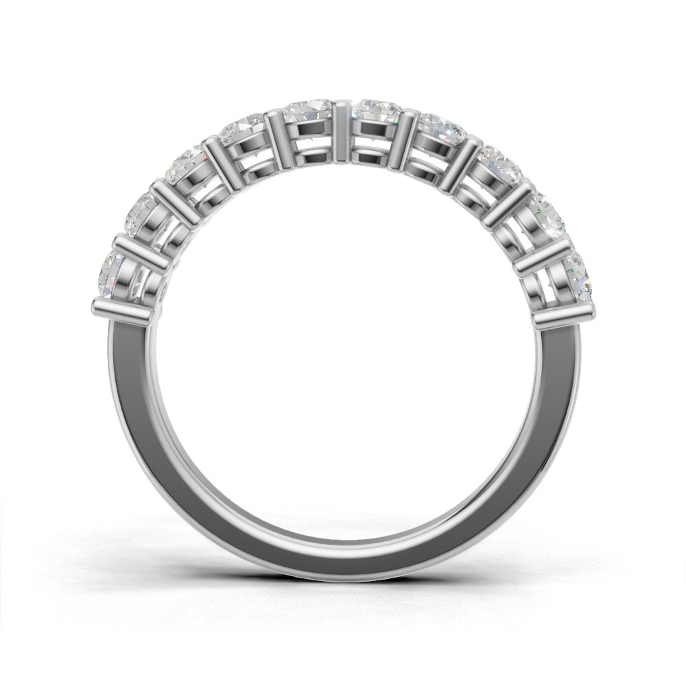 Half Eternity Basket 2.8mm lab grown diamond wedding band, 18K white gold - see through