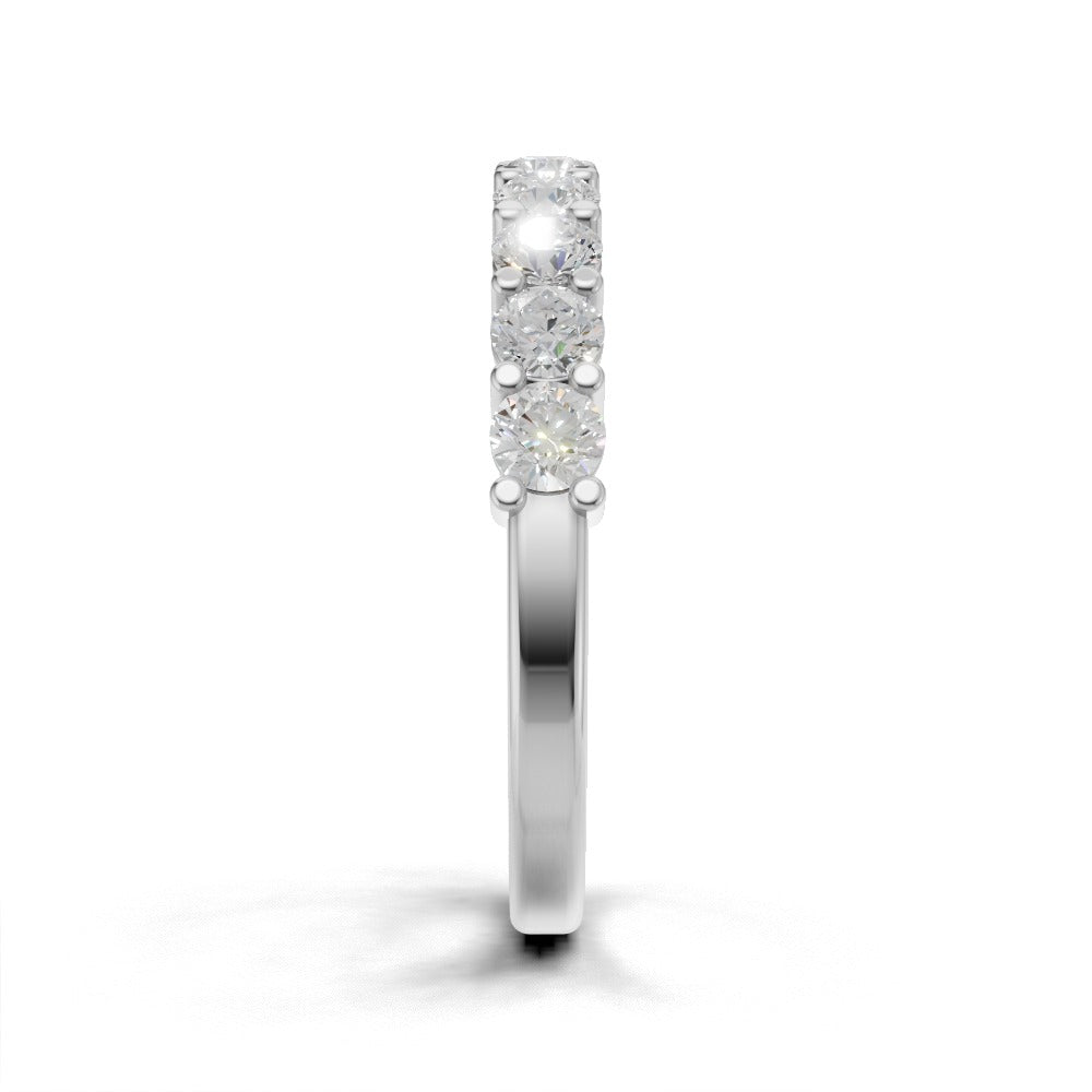 Half Eternity Basket 2.8mm lab grown diamond wedding band, 18K white gold - side view