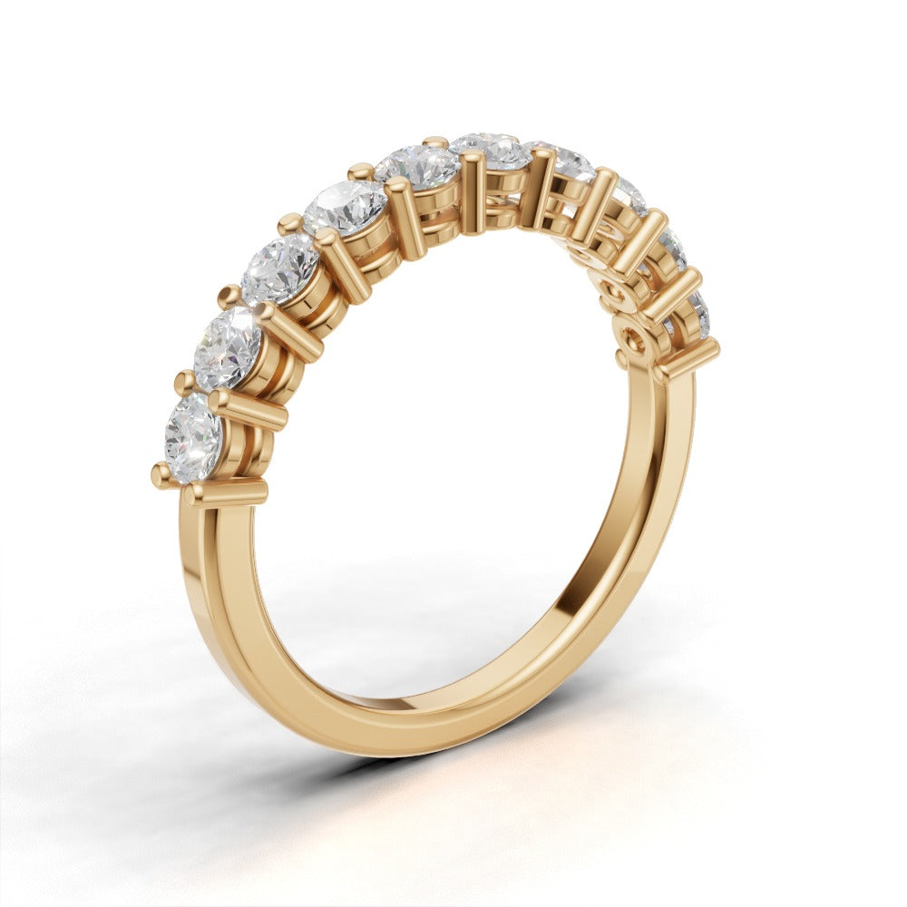 Half Eternity Basket 2.8mm lab grown diamond wedding band, 18K yellow gold - ne
