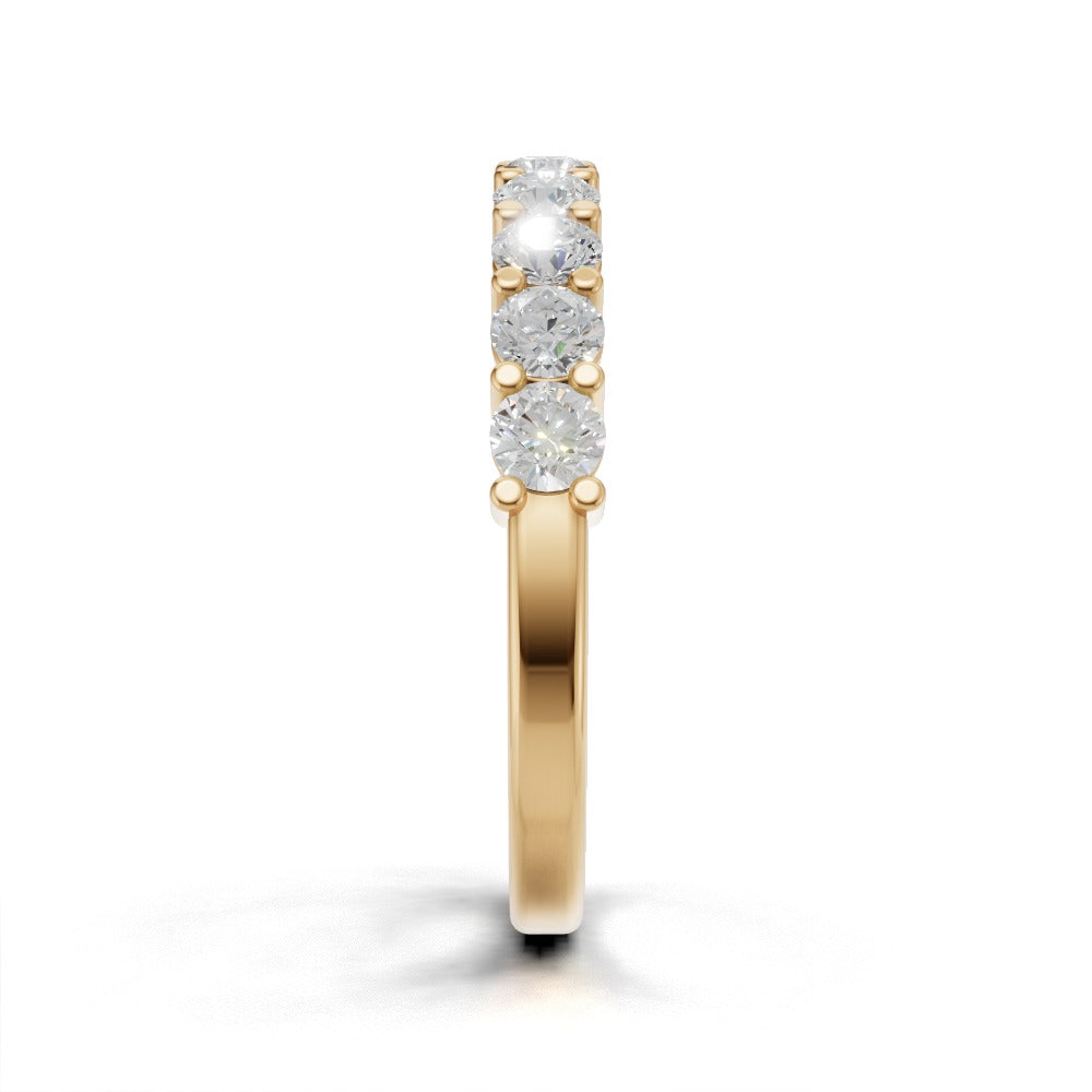 Half Eternity Basket 2.8mm lab grown diamond wedding band, 18K yellow gold - side view