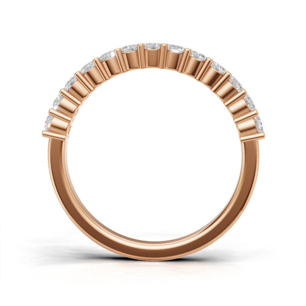 Half Eternity Basket 2mm lab grown diamond wedding band, 18K rose gold - see through