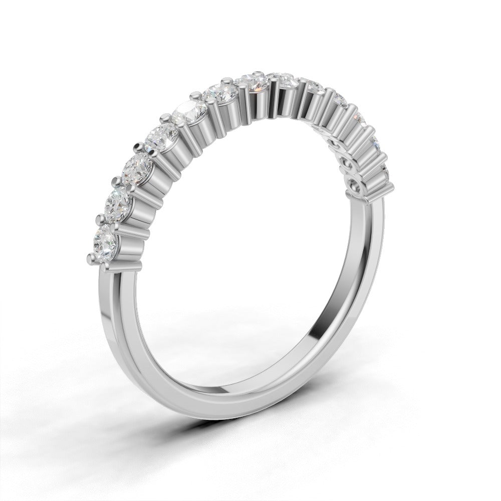 Half Eternity Basket 2mm lab grown diamond wedding band, 18K white gold - ne