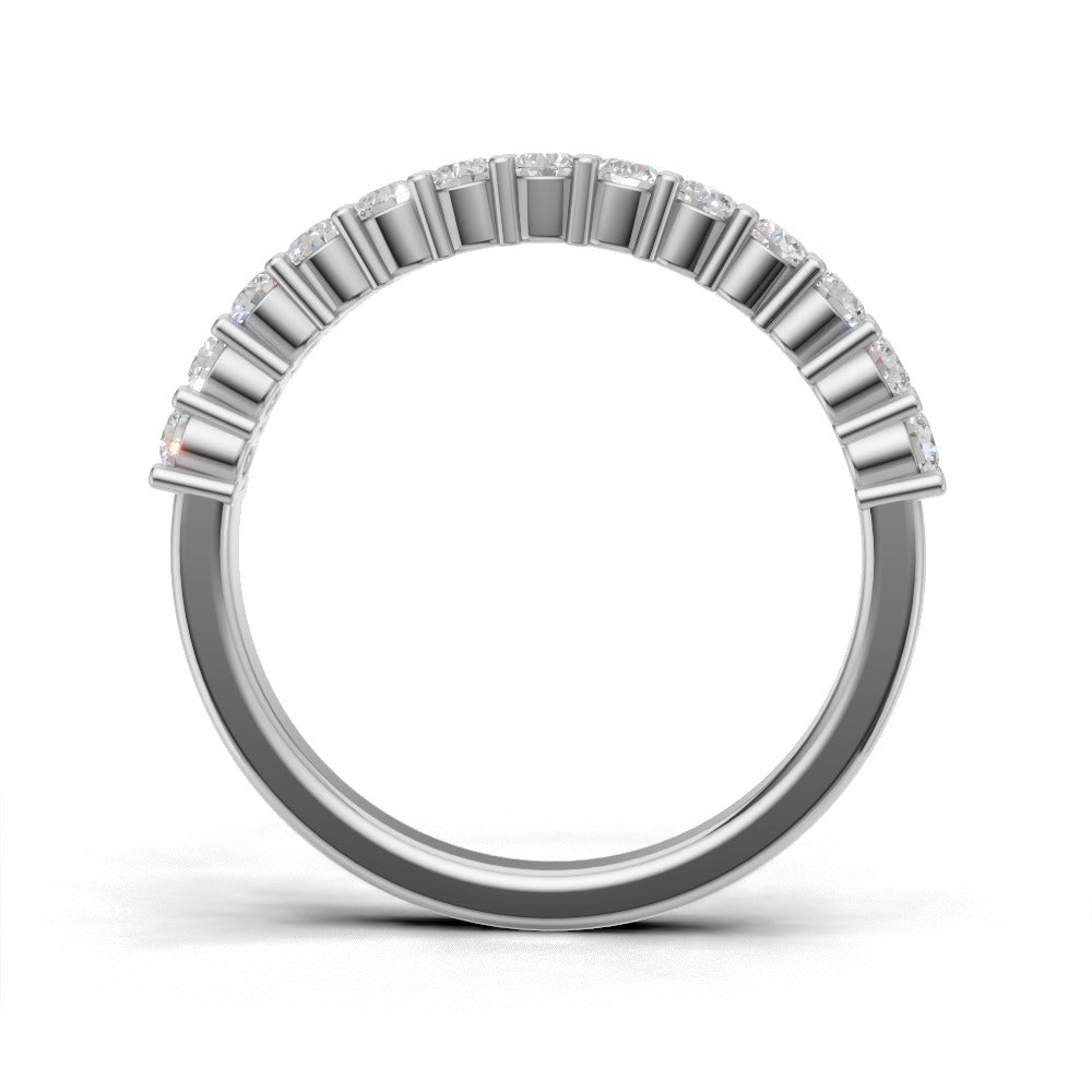 Half Eternity Basket 2mm lab grown diamond wedding band, 18K white gold - see through