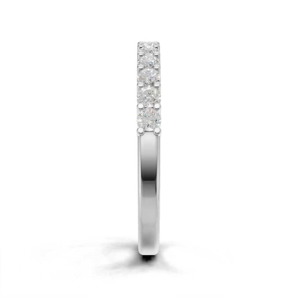 Half Eternity Basket 2mm lab grown diamond wedding band, 18K white gold - side view