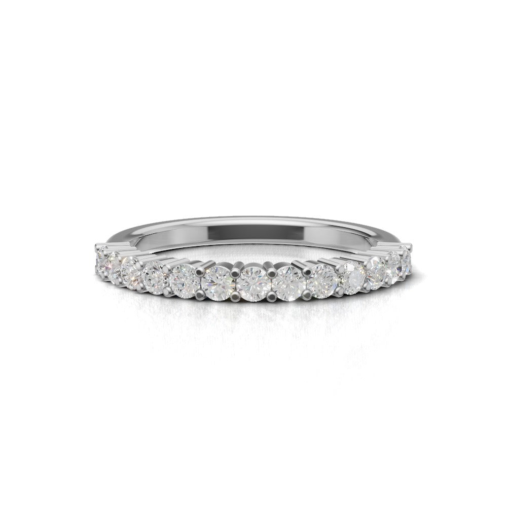 Half Eternity Basket 2mm lab grown diamond wedding band, 18K white gold - view 4