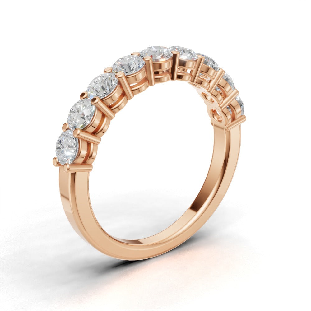 Half Eternity Basket 3.2mm lab grown diamond wedding band, 18K rose gold - ne
