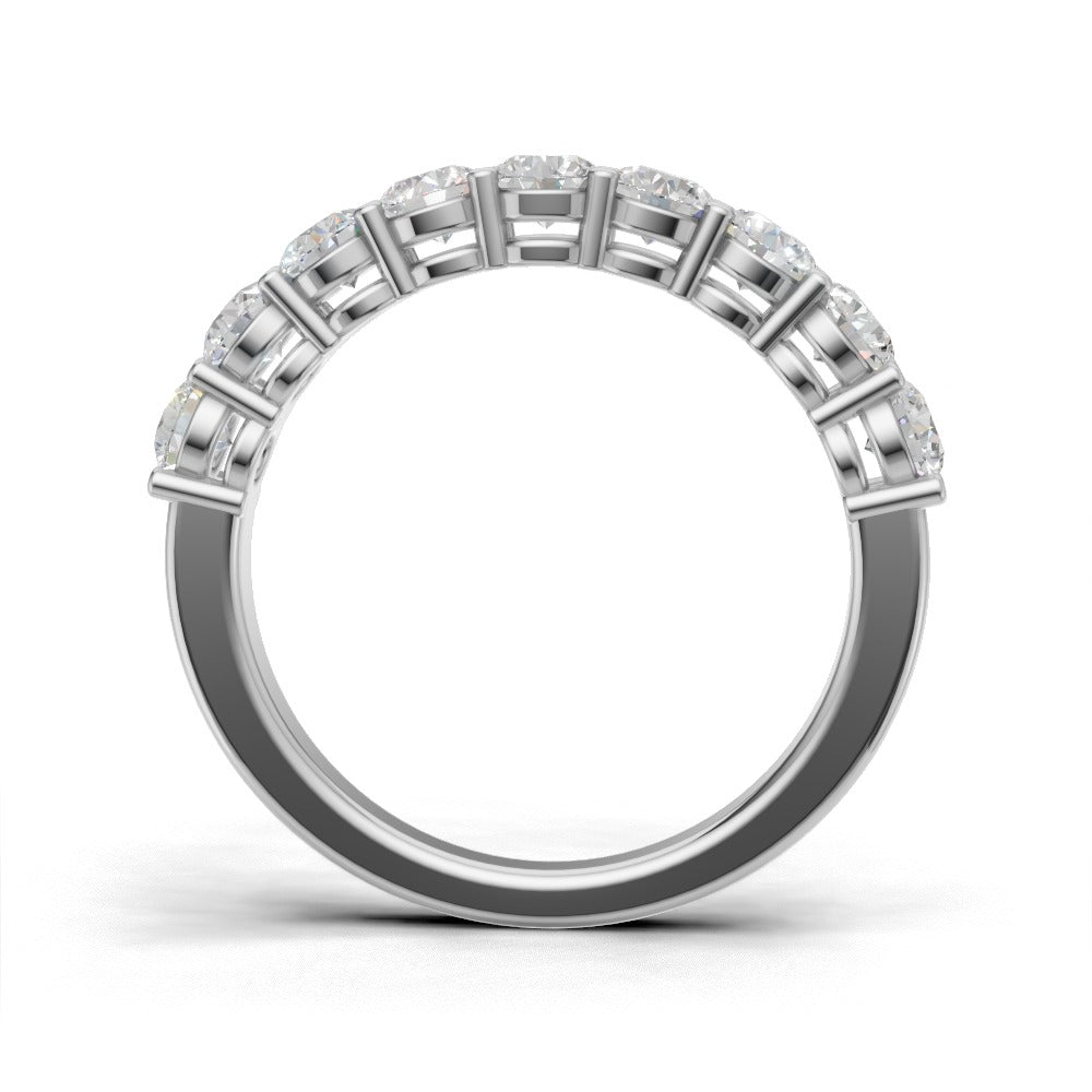 Half Eternity Basket 3.2mm lab grown diamond wedding band, 18K white gold - see through