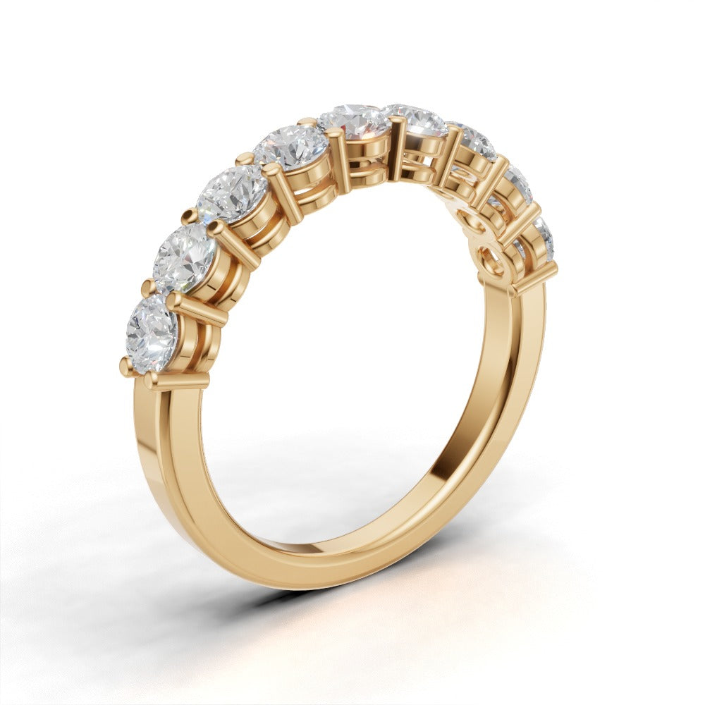 Half Eternity Basket 3.2mm lab grown diamond wedding band, 18K yellow gold - ne