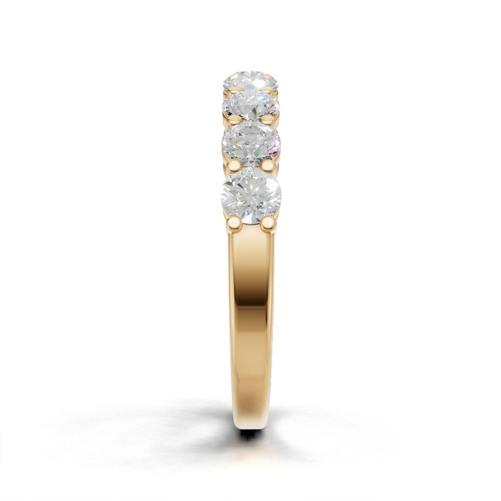 Half Eternity Basket 3.2mm lab grown diamond wedding band, 18K yellow gold - side view