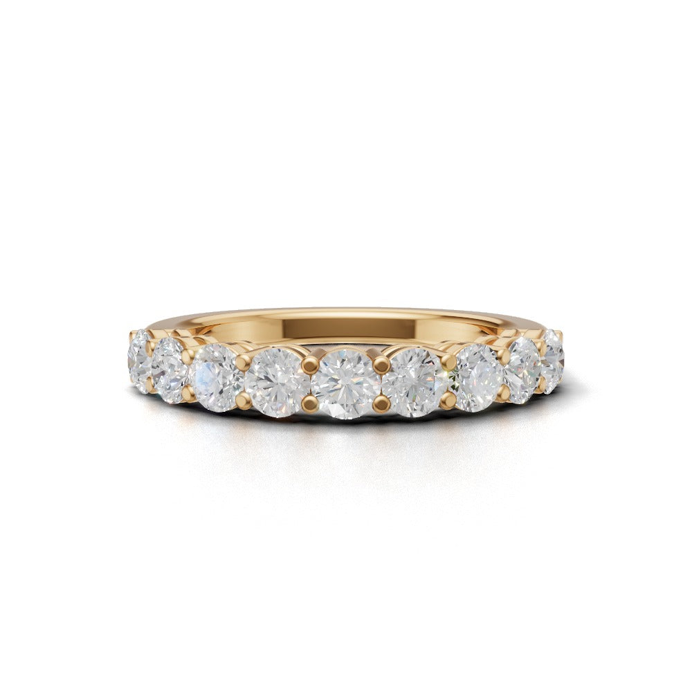 Half Eternity Basket 3.2mm lab grown diamond wedding band, 18K yellow gold - view 4