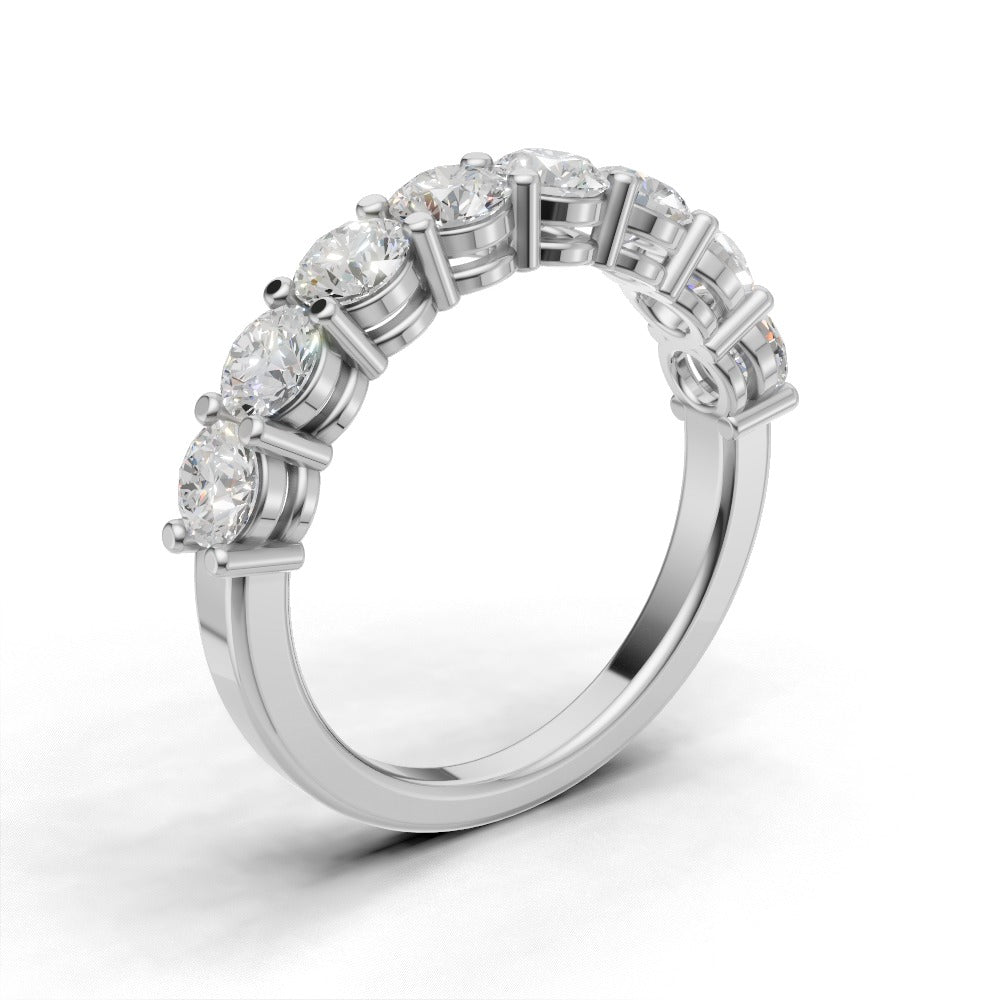 Half Eternity Basket 3.5mm lab grown diamond wedding band, 18K white gold - ne