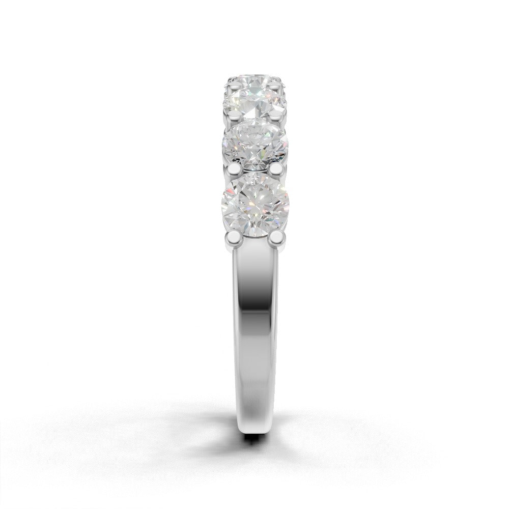 Half Eternity Basket 3.5mm lab grown diamond wedding band, 18K white gold - side view