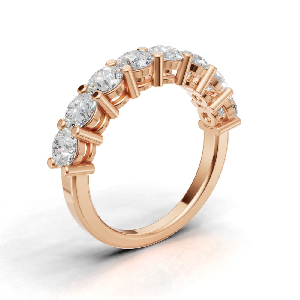 Half Eternity Basket 3.8mm lab grown diamond wedding band, 18K rose gold - ne