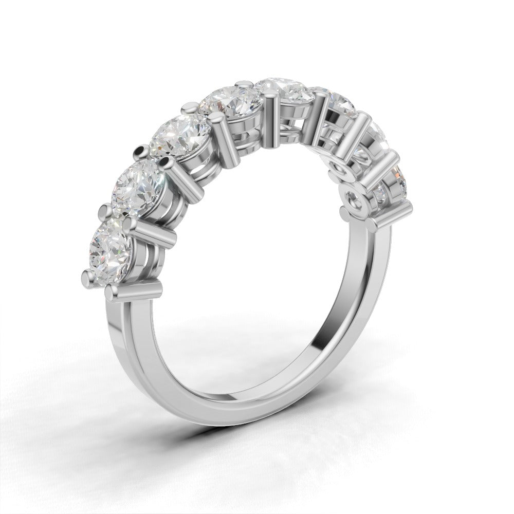 Half Eternity Basket 3.8mm lab grown diamond wedding band, 18K white gold - ne