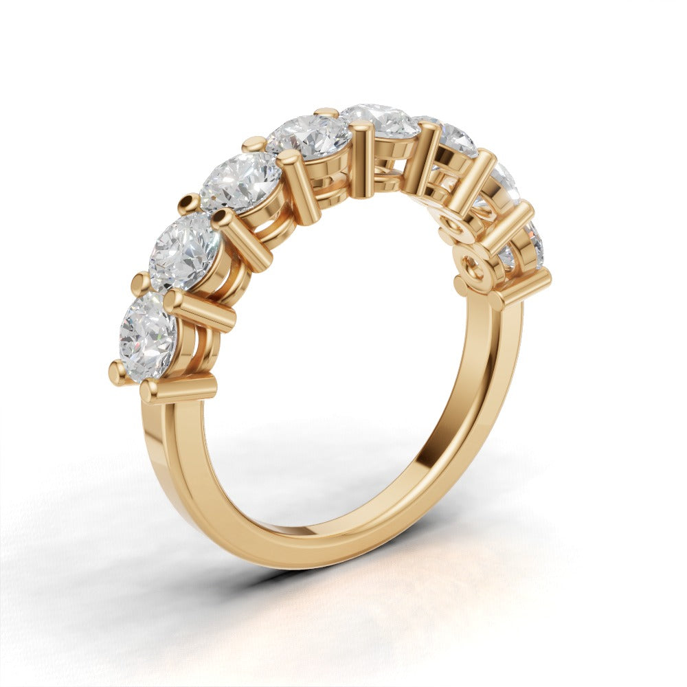 Half Eternity Basket 3.8mm lab grown diamond wedding band, 18K yellow gold - ne