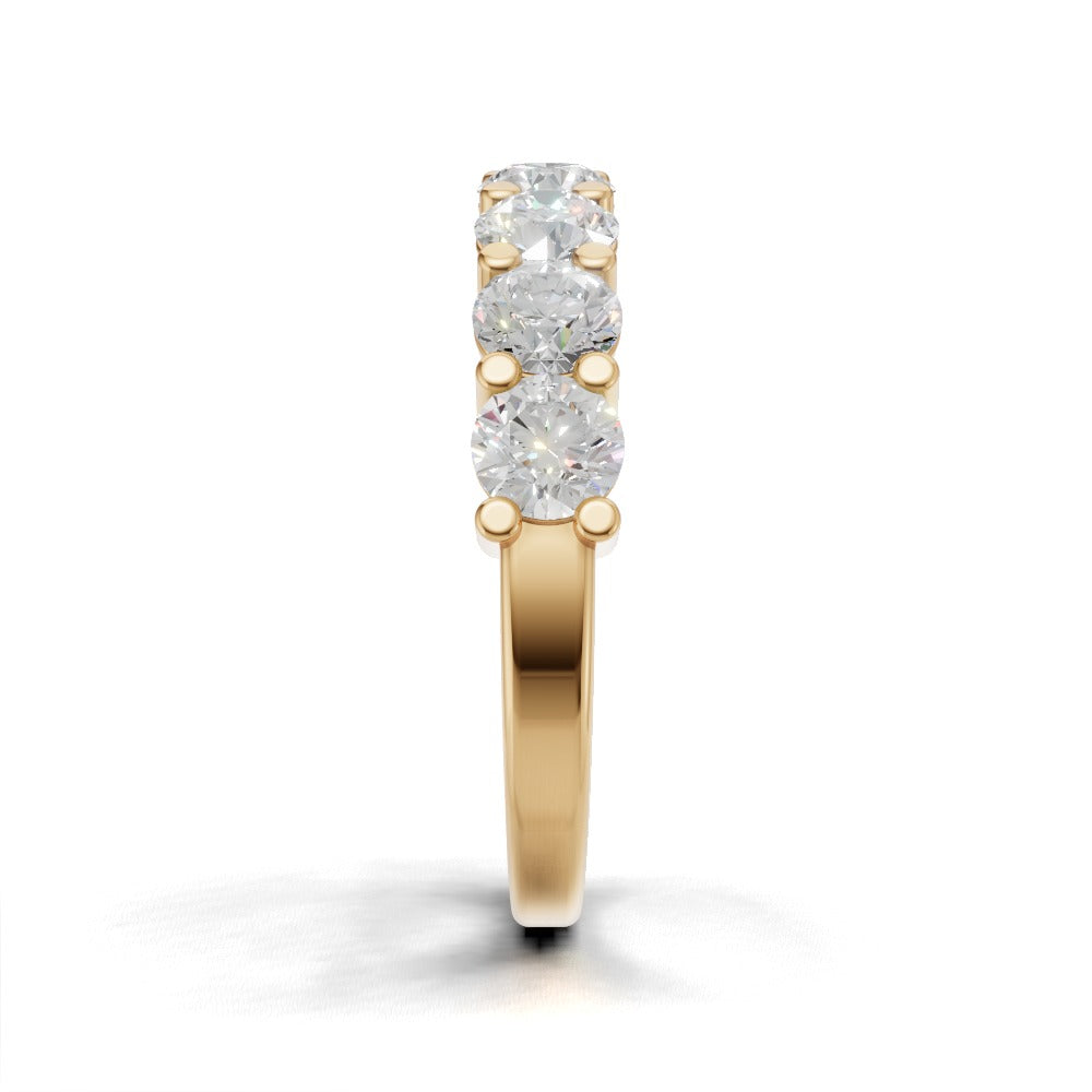 Half Eternity Basket 3.8mm lab grown diamond wedding band, 18K yellow gold - side view