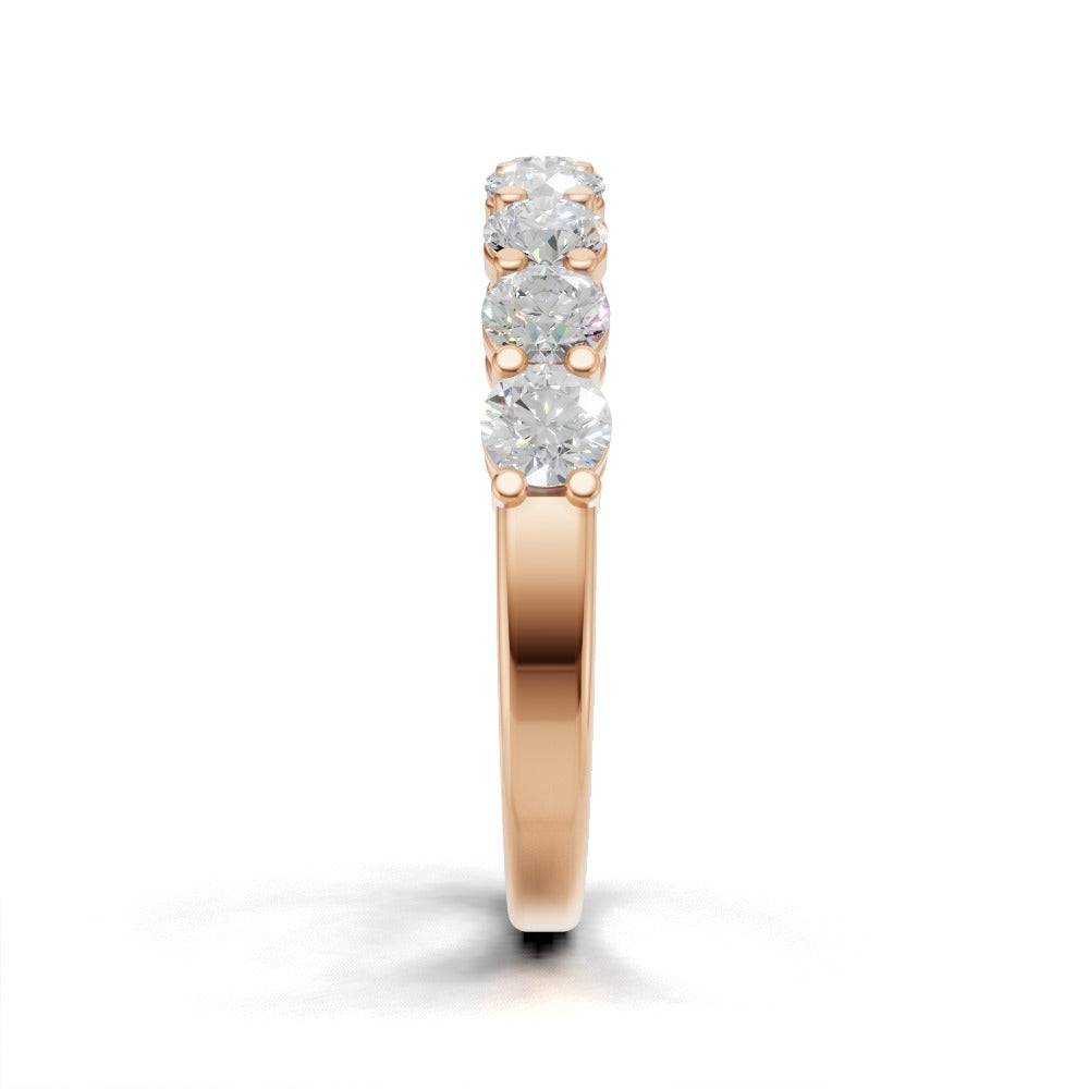 Half Eternity Basket 3mm lab grown diamond wedding band, 18K rose gold - side view