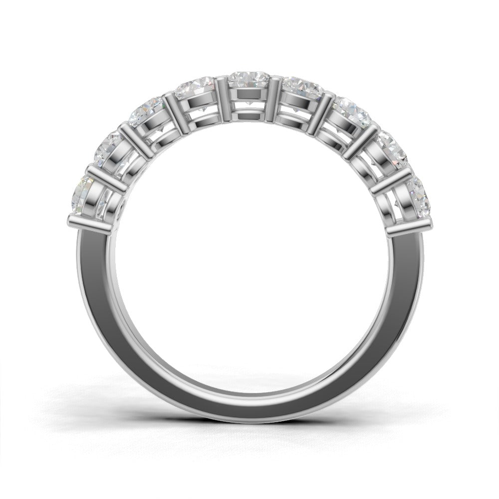 Half Eternity Basket 3mm lab grown diamond wedding band, 18K white gold - see through