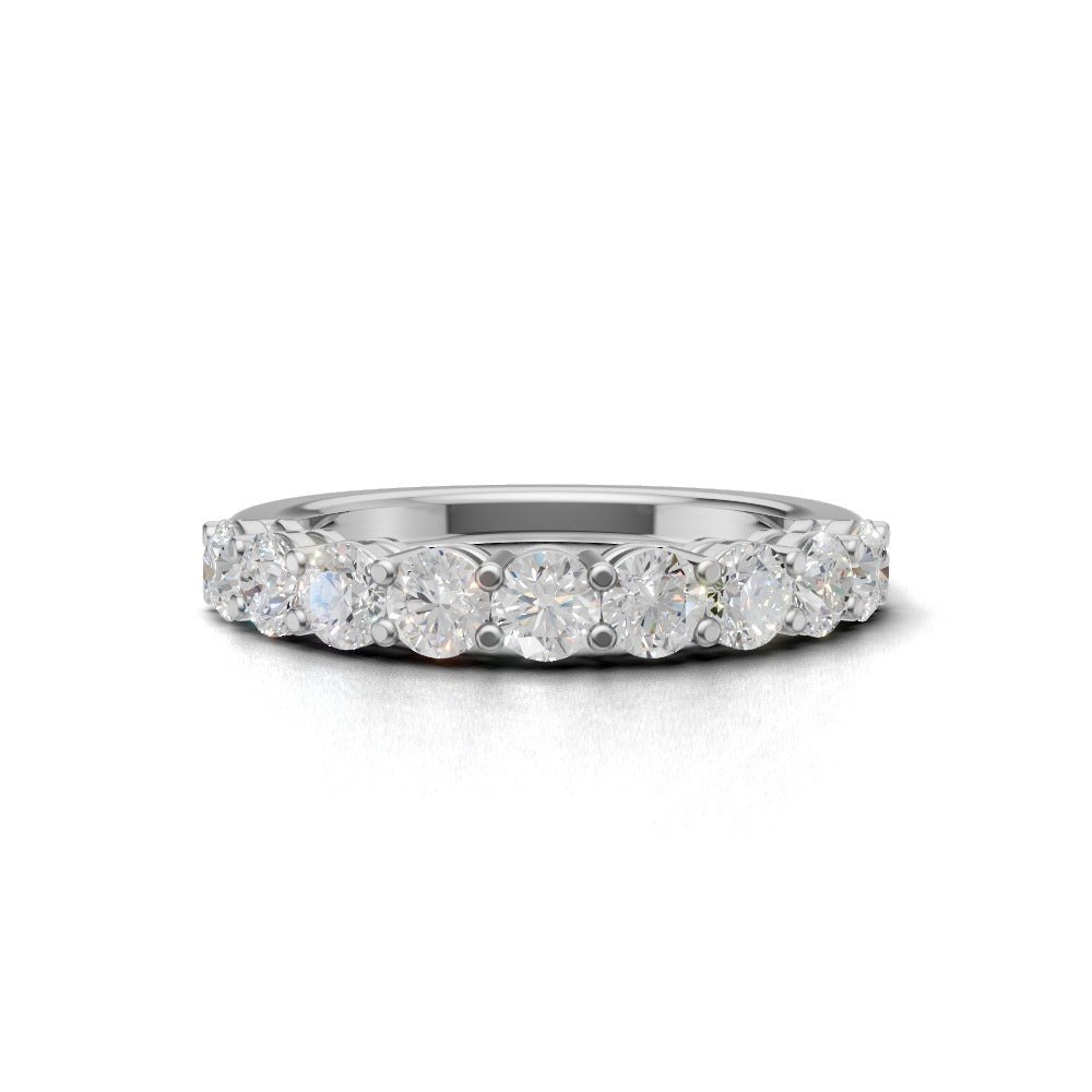 Half Eternity Basket 3mm lab grown diamond wedding band, 18K white gold - view 4