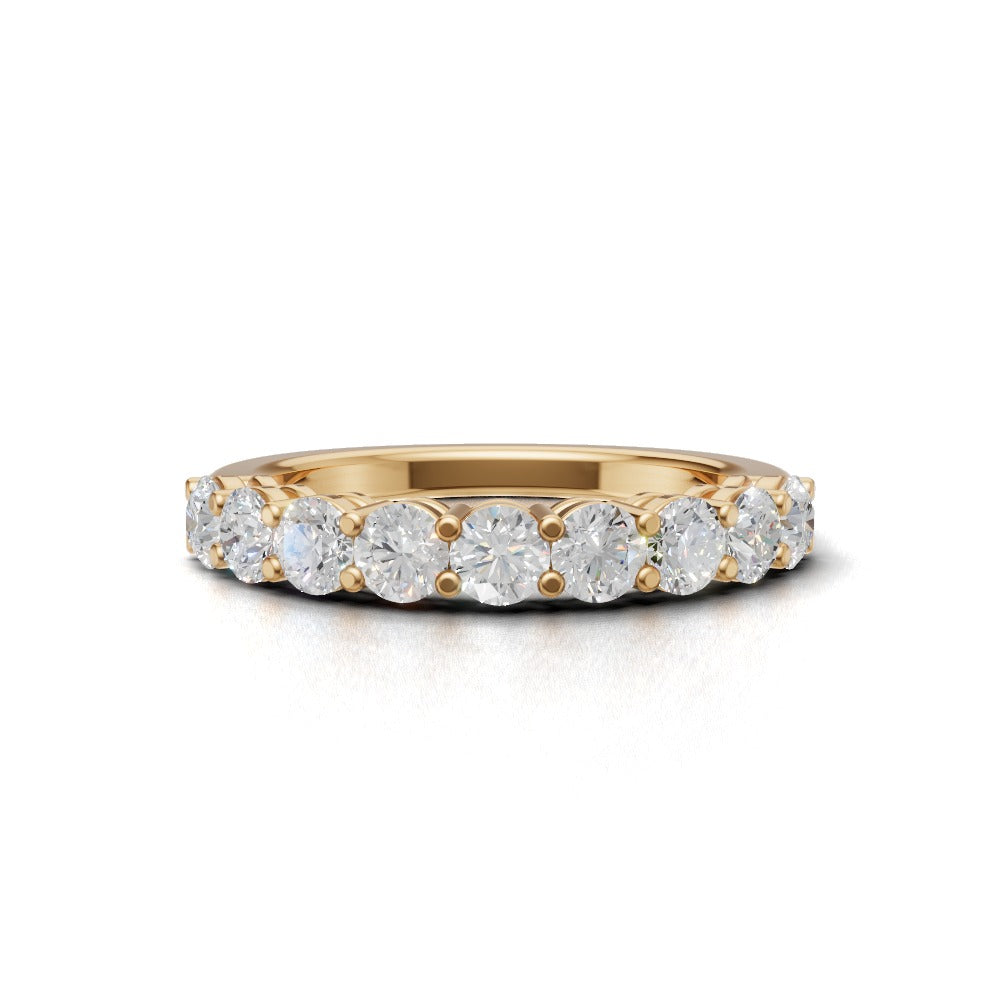 Half Eternity Basket 3mm lab grown diamond wedding band, 18K yellow gold - view 4