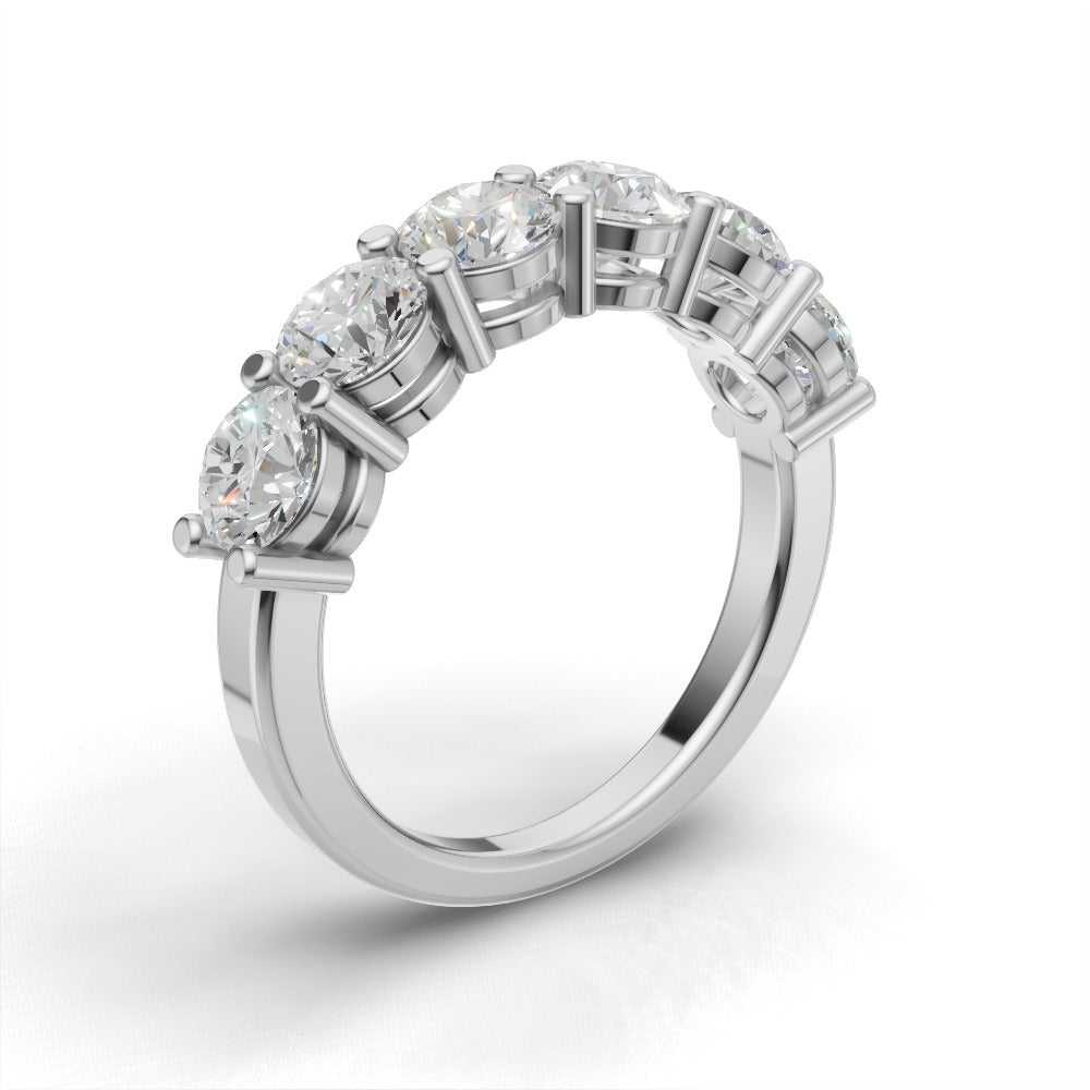 Half Eternity Basket 4.5mm lab grown diamond wedding band, 18K white gold - ne