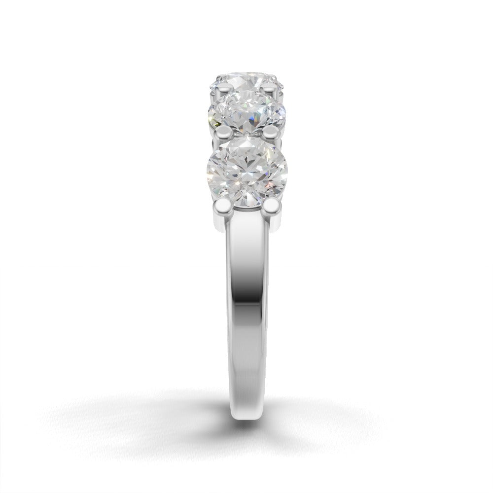 Half Eternity Basket 4.5mm lab grown diamond wedding band, 18K white gold - side view