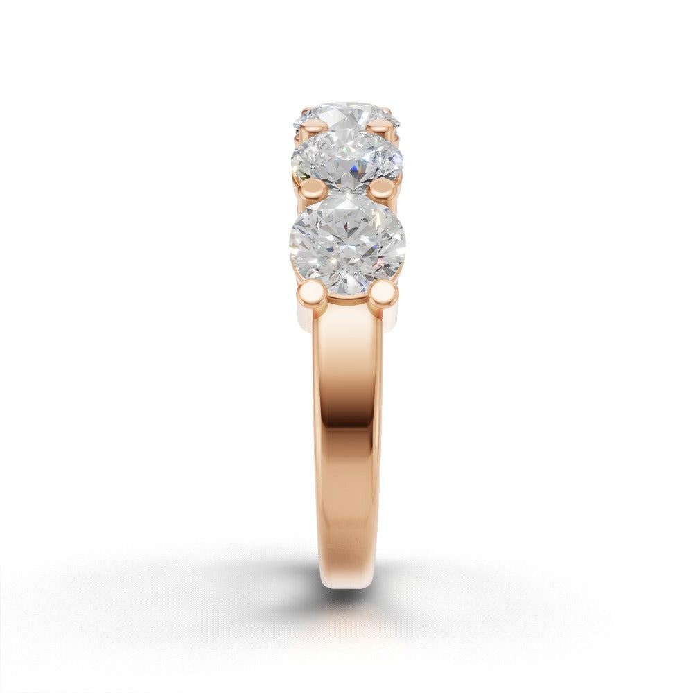 Half Eternity Basket 4.7mm lab grown diamond wedding band, 18K rose gold - side view