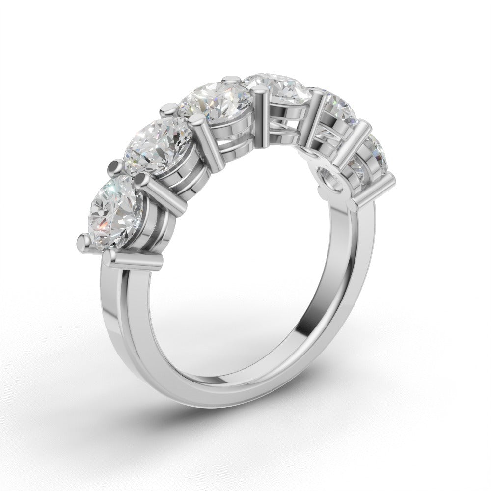 Half Eternity Basket 4.7mm lab grown diamond wedding band, 18K white gold - ne