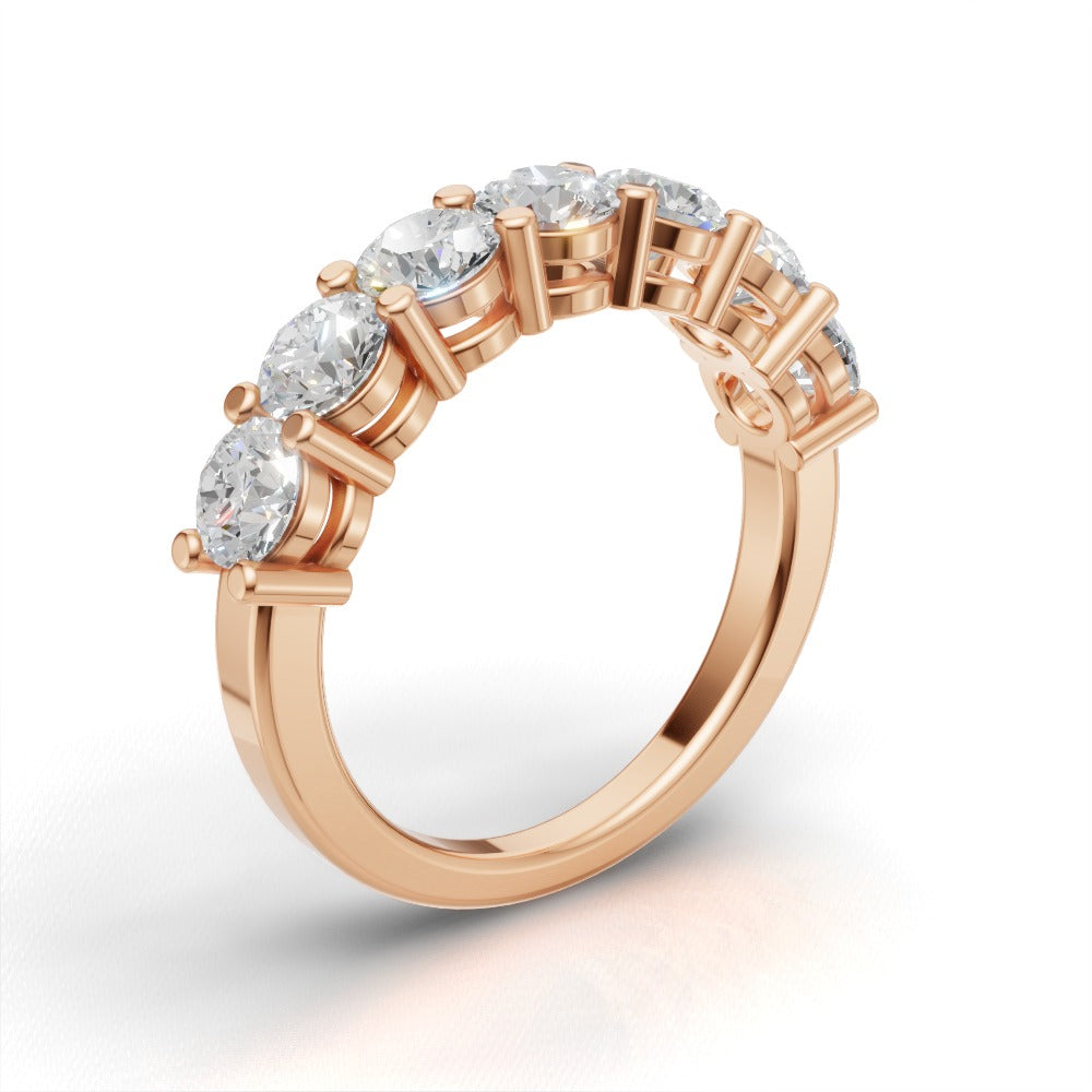 Half Eternity Basket 4mm lab grown diamond wedding band, 18K rose gold - ne