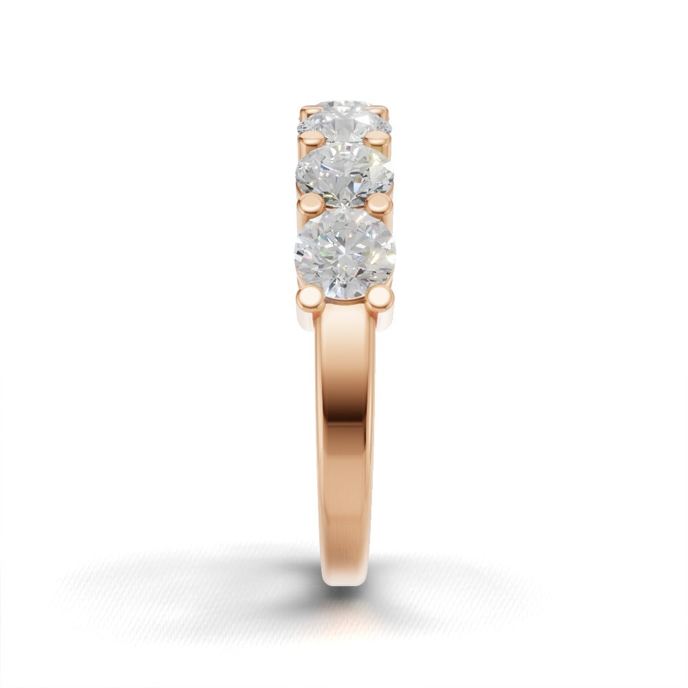 Half Eternity Basket 4mm lab grown diamond wedding band, 18K rose gold - side view